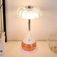 Lampe de bureau LED moderne TH avec corps en verre et abat-jour cylindrique en acrylique, commande tactile, batterie incluse, lumière blanc chaud douce pour les yeux
