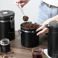 Boîte à café Tenrey en acier inoxydable, récipient de stockage hermétique pour aliments avec suivi des données, pour thé, sucre, farine