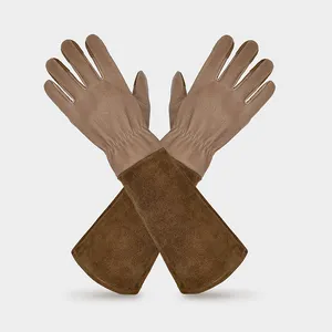 Durable Gardening Gloves Top Grain Genuine Leather Long Sleeve Garden Gloves with Reinforced Palm