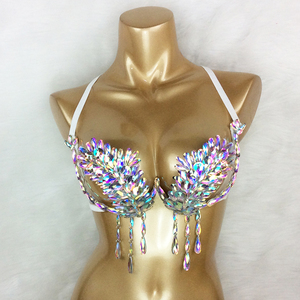 Nouveau soutien-gorge à armatures <span class=keywords><strong>Samba</strong></span> Carnival Rainbow Stone pour la danse du ventre, idéal pour les fêtes EDC, les Raves, les défilés d'Halloween, le Mardi Gras et les spectacles de Jouvert - Product Image 2