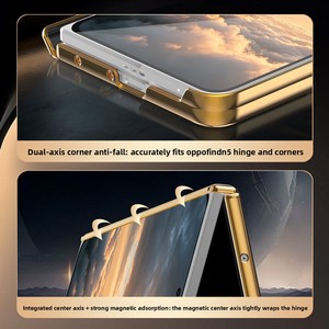 Funda para Teléfono Mate X7 <span class=keywords><strong>OPPO</strong></span> <span class=keywords><strong>Find</strong></span> N6, Magnética, Plegable, con Marco Dorado de Doble Eje, Diseño Liso de Cuero PU - Product Image 2