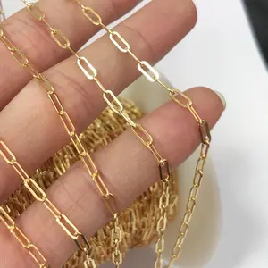 14K Gold Filled Paper Clip Chain 2mm 2.5mm Paperclip Chains Bulk Rolls Wholesale Permanent Jewelry Chains for Jewelry Making