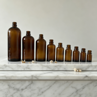 Flacon compte-gouttes rond en verre brun transparent de 150 ml avec bouchon en plastique pour sérum de soin de la peau et huiles essentielles, étiquettes personnalisables