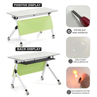 Grande table de conférence mobile à toit rabattable avec base en acier robuste personnalisée et roulettes pour bureau et salle de réunion