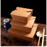 Boîte à lunch en papier kraft jetable pour la restauration rapide, boîte en papier biodégradable, contenants alimentaires pour salades, logo personnalisé, vente en gros