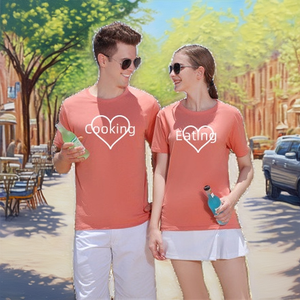 Custom O-neck Hubby and Wifey 100% Cotton Silk Screen Printed 180g Unisex Smart Casual T-<b>Shirt</b> for Lovers - Product Image 2