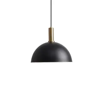 Простые черные/латунные подвесные лампы в стиле лофт E27, металлический затеняемый купольный подвесной светильник для столовой