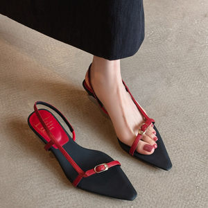<span class=keywords><strong>Sandali</strong></span> e Ciabatte da <span class=keywords><strong>Donna</strong></span> con Punta Affusolata e Chiusura a Fibbia, Stile Semplice ed Elegante, Colore Rosso Sogno, Scarpe Primaverili con Tacco 3cm per il Pendolarismo - Product Image 2