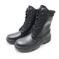 Botas militares de couro genuíno para segurança e segurança pública, botas militares de aço tático