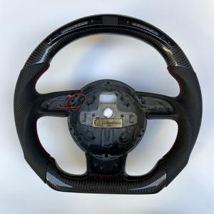 Volant sport en fibre de carbone brillant, fabriqué à la main, <span class=keywords><strong>prix</strong></span> d'usine CCExcellent, LED japonais, pour <span class=keywords><strong>Audi</strong></span> B8 B8.5 S4 S5 <span class=keywords><strong>RS5</strong></span>, 100% compatible - Product Image 1