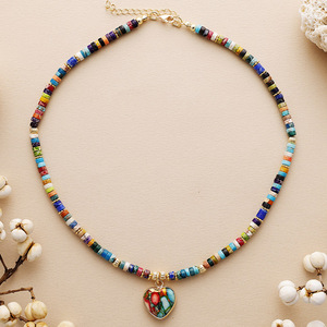 Thời trang mới sang trọng cầu vồng <span class=keywords><strong>chakra</strong></span> tim quyến rũ Mặt dây chuyền đá Choker Vòng cổ cho món quà - Product Image 1