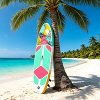 Planche à pagaie gonflable artistique de 9'6'' pour adolescents, SUP coloré léger pour filles, épaisseur de 15 cm, planche stable pour la pratique de la planche à pagaie debout