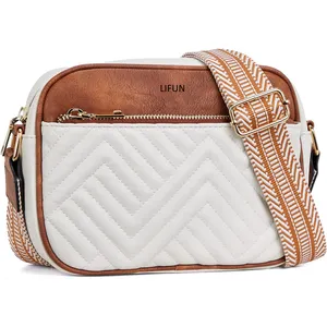 Nola Stylish Leather Quilted Crossbody Bag For Women Small Shoulder Handbags With Detachable Wide Strap Carried On Both Sides