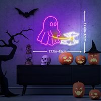 Enseigne néon LED 'Chien marchant' pour Halloween, Décoration d'Halloween d'automne, Décoration murale LED d'automne, Écran d'affichage d'enseignes néon