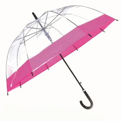 Paraguas transparente de PVC para niños Apertura automática Mango largo Recto POE Paraguas lluvioso Logotipo personalizable