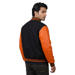 Custom Embroidered Logo <b>Mens</b> Varsity Letterman Jacket Leather Bomber Motorcycle Baseball Coat Winter Outerwear - Product Image 1