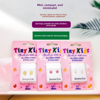 Vente en gros usine – Boucles d'oreilles pour enfants en acier inoxydable et zircon, personnalisées, transfrontalières, roses, stériles, en boîte, style coréen Janxe