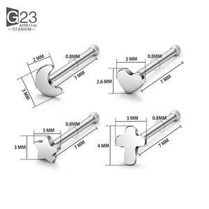 1PC Titane Coeur Nariz Piercing Vis Narine Boucle D'oreille Piercings L Forme Nez Os Goujons Neus Anneaux Corps Piercing Bijoux - Product Image 6