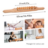 Rouleau de massage multi-roues en bois de hêtre, masseur corporel manuel en bois pour la relaxation musculaire et la correction de la posture