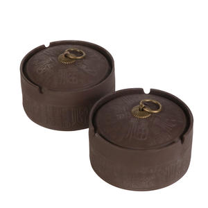 Futeng Mini Cenicero <span class=keywords><strong>de</strong></span> arena púrpura Impresión portátil <span class=keywords><strong>Ceniceros</strong></span> <span class=keywords><strong>de</strong></span> cerámica redondos Hotel <span class=keywords><strong>de</strong></span> estilo chino Cenicero <span class=keywords><strong>de</strong></span> <span class=keywords><strong>arcilla</strong></span> Púrpura pequeño con tapa - Product Image 5