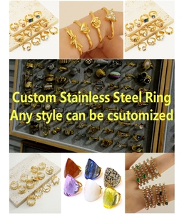 Bán buôn phụ nữ của 18k Rose Gold Plated Nhẫn cưới Set không thấm nước thép không gỉ với Zircon đồ trang sức mỹ - Product Image 5