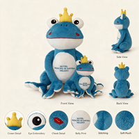 Peluche personnalisée Grenouille Prince, Mascotte d'hôtel, Animal en peluche avec logo brodé, Fabricant de peluches sur mesure, Vente en gros de peluches douces pour enfants
