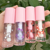 Private Label Glanzende Bloemvormen en Fruit Lip Olie Hydraterende Verzorgende Lipgloss Voedende Meerdere Kleuren