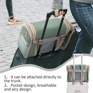 Transportín para gatos de piel sintética ligero y espacioso con correa ajustable para uso diario veterinario y de viaje - Product Image 3