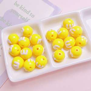 Color caramelo pintado a mano M Bean agujero recto cuentas acrílicas redondas 14mm moderno DIY accesorios de joyería materiales hechos a mano - Product Image 4