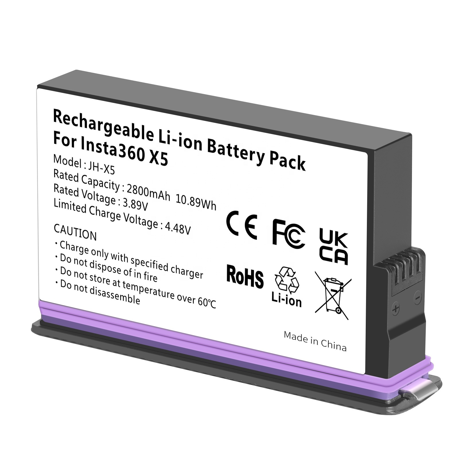 360x5 Vervangende Accu, 2 PCS 2800 mAh Accu 2 Slots USB-Oplader Accessoire compatibel met de Insta 360 X5 Camera