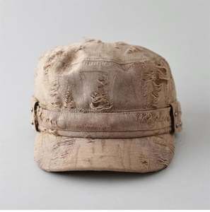 2026 Spring <b>Summer</b> New Fashion Vintage Distressed Cadet Hat Short Brim <b>Flat</b> Top Baseball <b>Cap</b> for Women Men - Product Image 2