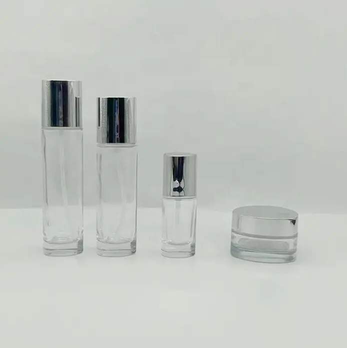 Big capacity round 100ml 200ml frosted glass toner bottle empty cosmetics packing