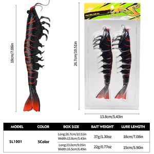 Señuelos de Pesca Artificiales de Plástico Suave de 22g y 37g, Paquetes de 2 y 3 Unidades, Señuelos de Camarón para Agua Salada y Dulce, para Pescar Pargo - Product Image 2