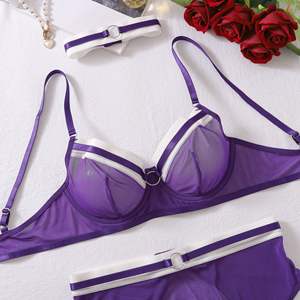 New Custom Private Label Großhandel Bulk Orange Valentinstag Dessous Mesh Sexy Dessous 3-teiliges Set Damen Dessous Set Verkäufer - Product Image 6