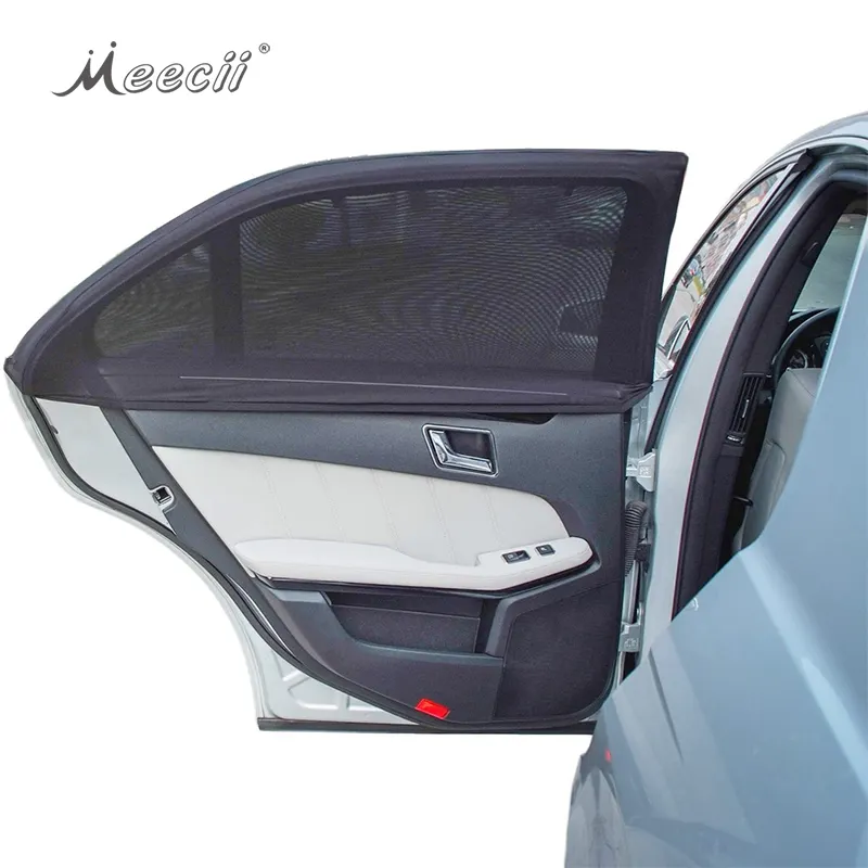 2 Pack Universal Fit Auto Window Zonnescherm Ademende Elastische Mesh Auto Gordijnen Voor En Achter Zijruit Auto zonnescherm