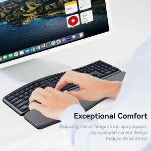 Không dây Ergonomic chia bàn phím với phần còn lại cổ tay vải chống vết bẩn Ergonomic Bàn phím Tương thích với Mac <span class=keywords><strong>Windows</strong></span> - Product Image 2