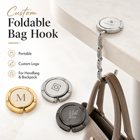 Support de Sac Pliable Personnalisé avec Logo, Crochet de Table pour Sac à Main, Support Portable en Métal, Cadeau Promotionnel d'Entreprise en Gros