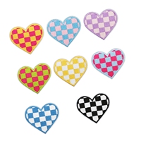 Gros Tendance Brodé À Carreaux Coeur Patch Coeur Badge Broderie Patch Chapeau Damier Coeur Patch Applique Fer sur