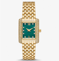 Jam Tangan Wanita MAROSERTO Logo Kustom, Jam Tangan Rantai Mini Lock Pavé Stainless Steel Warna Perak untuk Wanita