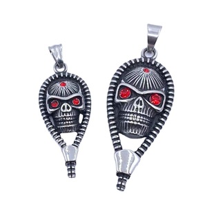 Stainless Steel Skull Pendant With Red Eyes Themed For Men And Women - Product Image 1