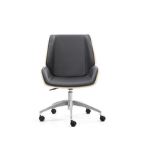 Chaise de bureau de direction en cuir véritable ergonomique de luxe à dossier moyen Vente en gros