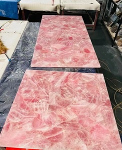 Mesa de Comedor de Piedra de Cristal Rosa con Retroiluminación en Todo el Diseño, con Patas y Tablero de Piedra de Cristal Rosa - Product Image 6