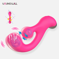 Neuer Doppelkopf-Silikon-Dildo für Frauen mit G-Punkt- und Klitoris-Stimulation, Wasserdicht, Wiederaufladbar, 10 Vibrationsmodi