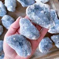 Cristal naturel de guérison en grappe de quartz géode célestite bleue en gros pour la décoration de la maison, autres métiers de cristal
