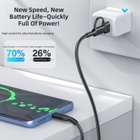 Cable de Carga Rápida USB C 2 en 1 con Trenzado de Nailon, 3A 60W, Conductor de Cobre Puro, 12 Meses de Garantía, para Teléfonos Móviles iPhone 15/16