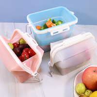 Boîtes de rangement pliables en silicone de qualité alimentaire, boîtes à lunch avec fonction de chauffage au micro-ondes pour la réfrigération domestique