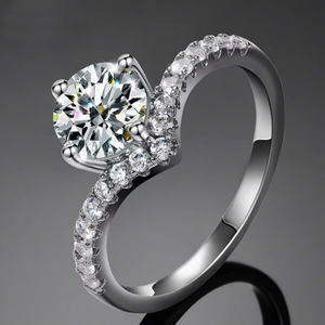 925 Sterling <b>Silver</b> Lab Grown Brilliant Cut Diamond <b>Solitaire</b> Curved V Band Twist Engagement <b>Ring</b> Rose Gold Plated IGI Certified - Product Image 4