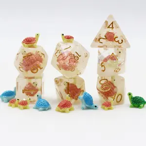 Set Dice Custom Dice Set 16mm Rpg Polyhedral Animal Resin Dice