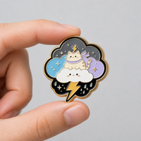Épinglette en alliage de zinc émaillé souple For Cloud Lightning, design antique et moderne, badge métallique Kawaii pour veste et sac à dos, plaqué or