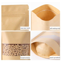 Sachet d'emballage alimentaire refermable personnalisé en papier kraft brun écologique avec fenêtre transparente pour aliments pour animaux de compagnie